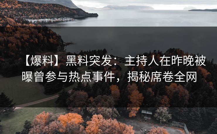 【爆料】黑料突发：主持人在昨晚被曝曾参与热点事件，揭秘席卷全网