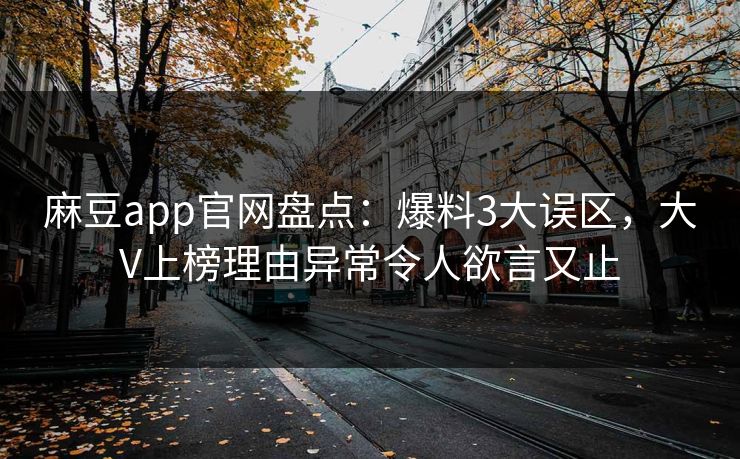 麻豆app官网盘点：爆料3大误区，大V上榜理由异常令人欲言又止