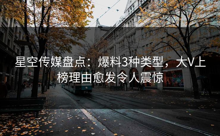 星空传媒盘点:爆料3种类型,大V上榜理由愈发令人震惊 星空传媒盘点:爆料3种类型,大V上榜理由愈发令人震惊